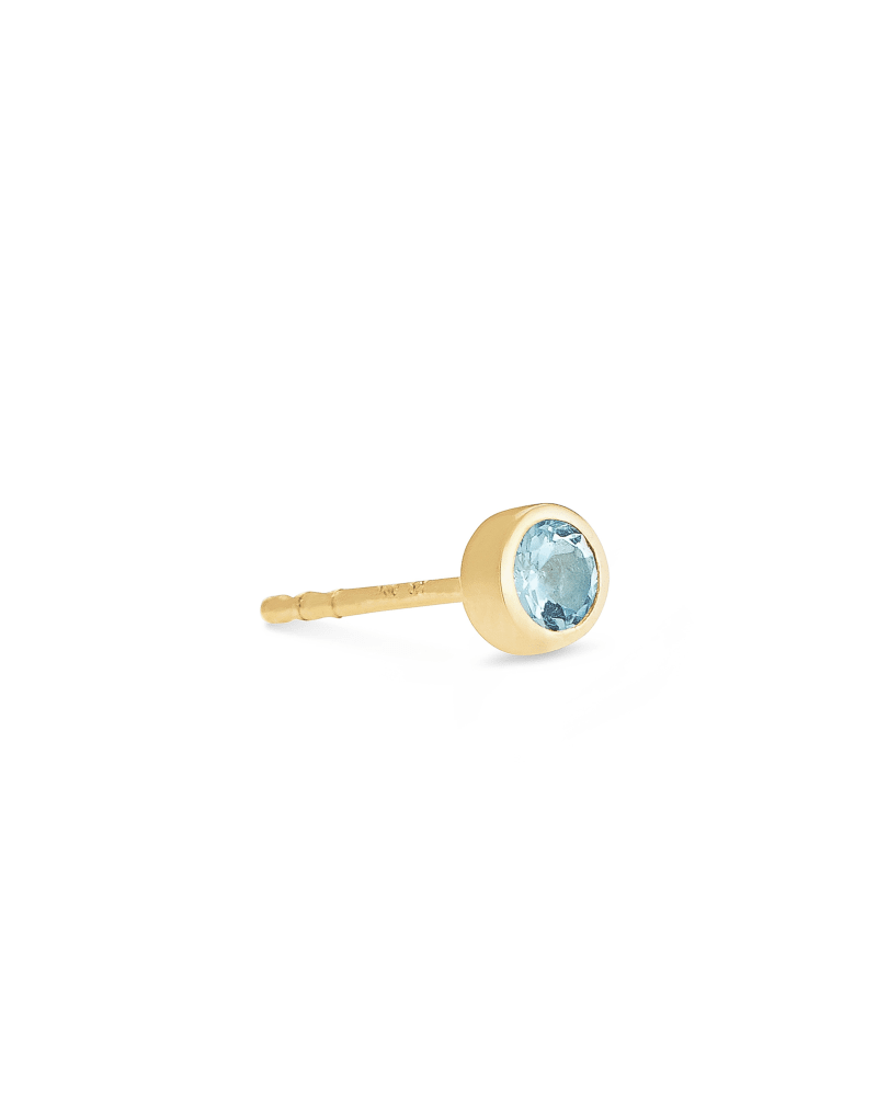 Iva 18k Yellow Gold Vermeil Single Stud Earring in Swiss Blue Topaz image number 2